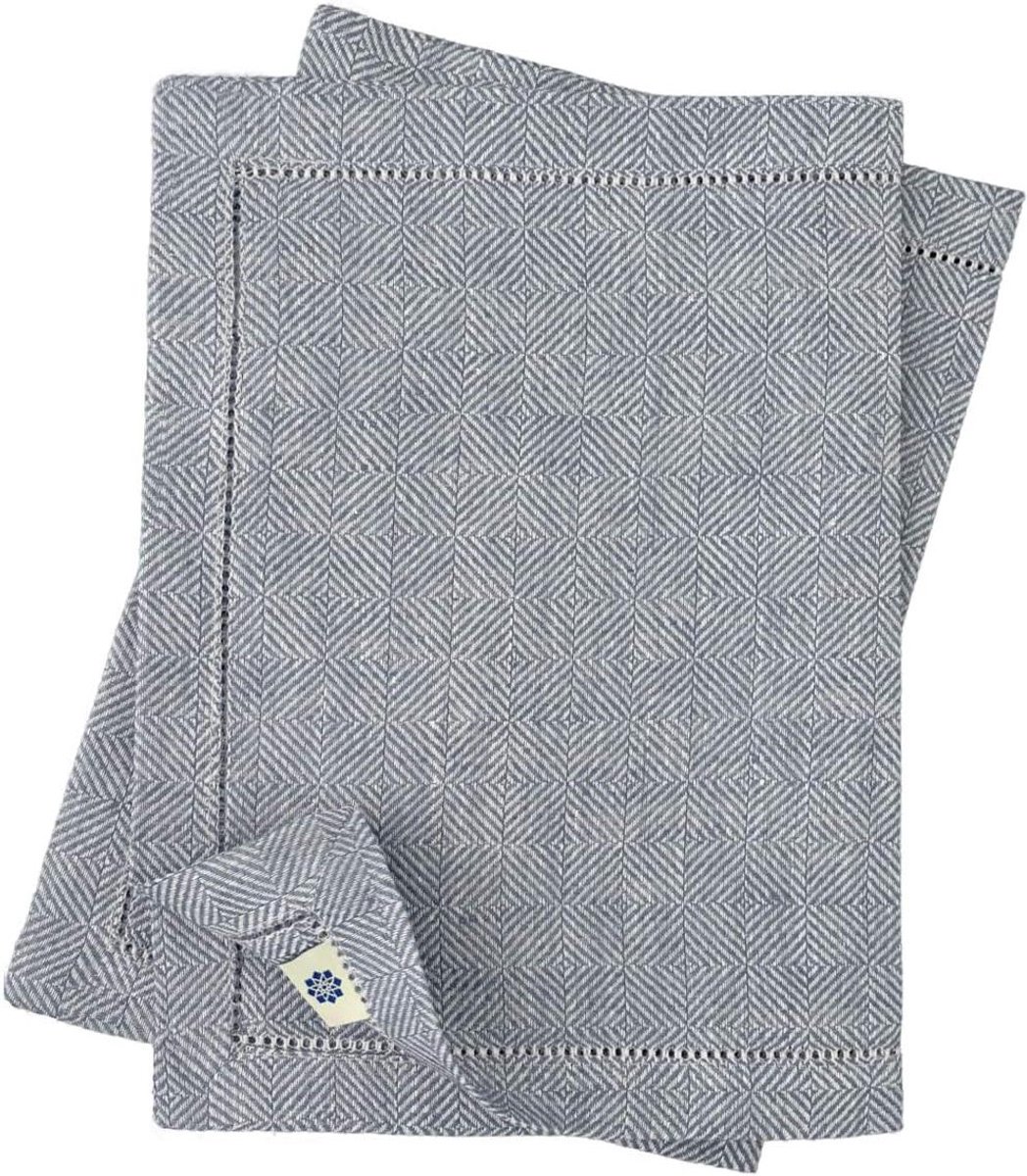 Linnen Placemats - Tafelsets - Elegante Tafeldekking - Holle Zoom Design - 30 x 44 cm - Grijs
