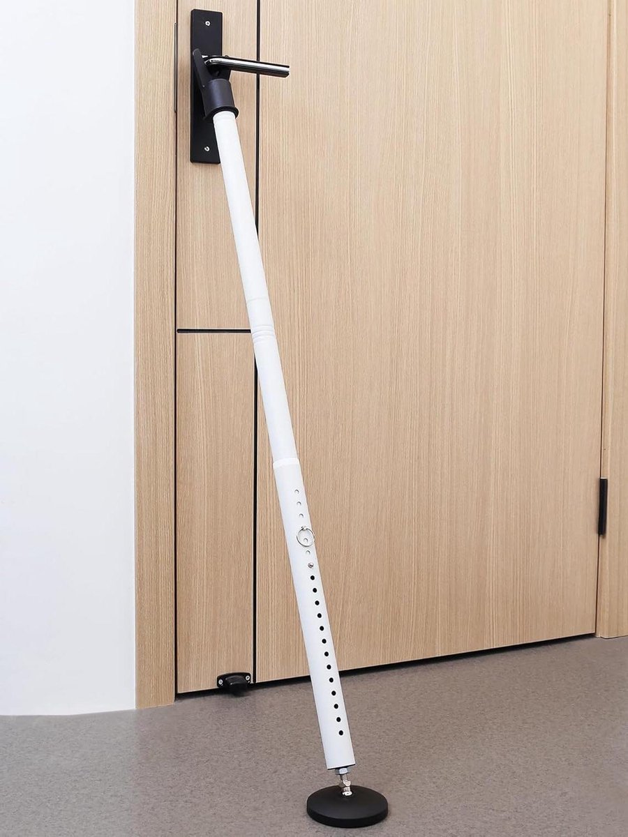 Deurstopper Beveiligingsbalk - Schuifdeurslot - Extra Beveiliging - Verstelbare Lengte - Vloermontage - Wit
