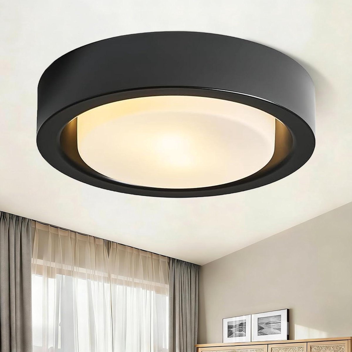 Inbouw Plafondlamp - Moderne Verlichting - Woonruimte Verlichten - Cilindrisch Design - 325 cm Diameter - Zwart