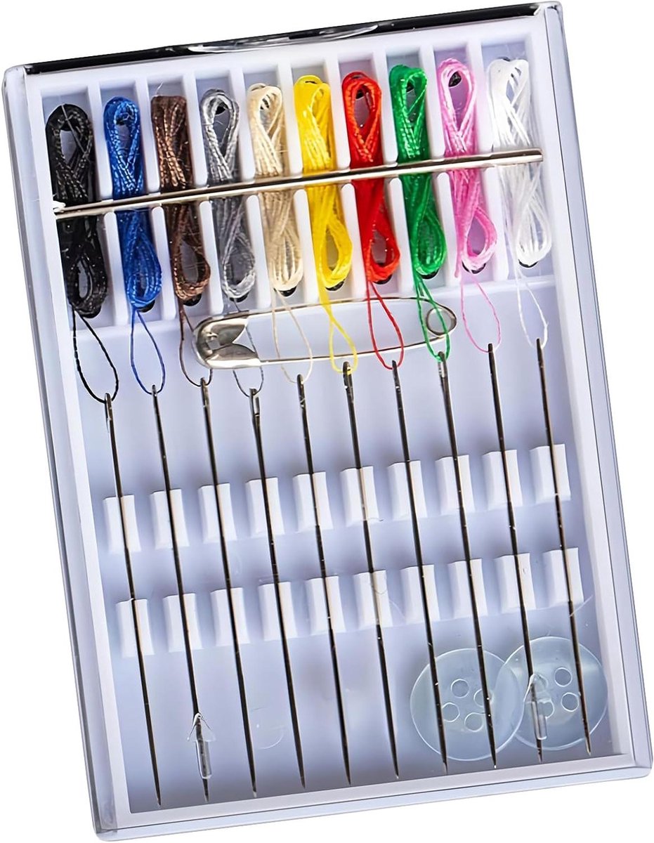 Reis Naaiset - Kleine Naaibox - Kleding Reparatie - Compleet Pakket - 10 Kleuren Draad - Multicolor