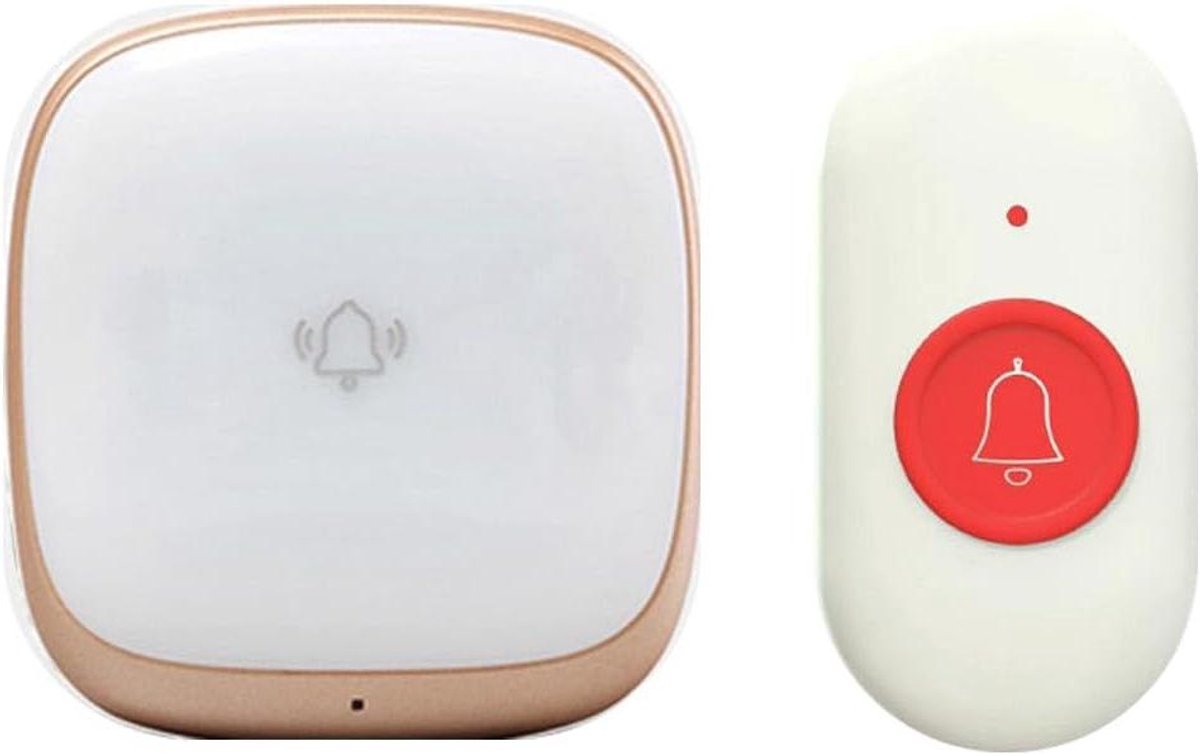 Draadloze Pager - Noodknop Alarm - Hulp Inroepen - 150 Meter Bereik - 19 Melodieën - Wit