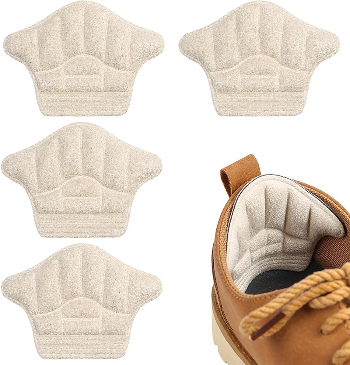 Comfortabele hielpads voor te grote schoenen, 2 paar verstelbare en ademende antiblister hielkussens voor heren en dames, ideaal voor sneakers en leren schoenen