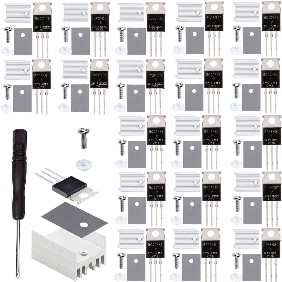 20 Stuks N-channel Mosfet Transistor 110A 55V Power MOSFET TO-220AB met Koellichaam en Schroefset voor DIY Projecten