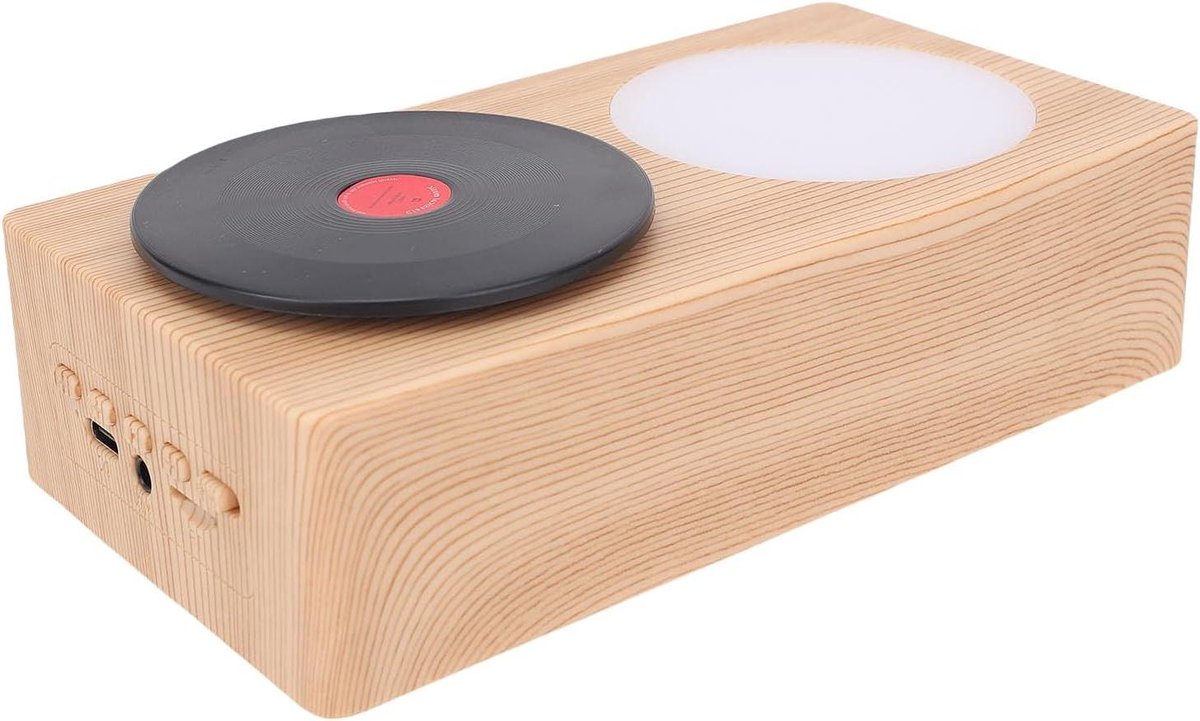 Draaibare Plaat Speaker - Retro Muziekbox - Muziek Luisteren - 360 Graden Geluid - 159x83x50mm - Houtkleurig