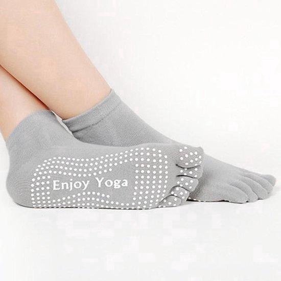 Yogasokken - Sportsokken - Anti slip sokken - Pilates - Teensokken - Gripsokken - Antislip - Fitness socks - Tegen uitglijden - Sokken met losse tenen - Maat 36-40 - Grijs - Jonyx — afbeelding 2