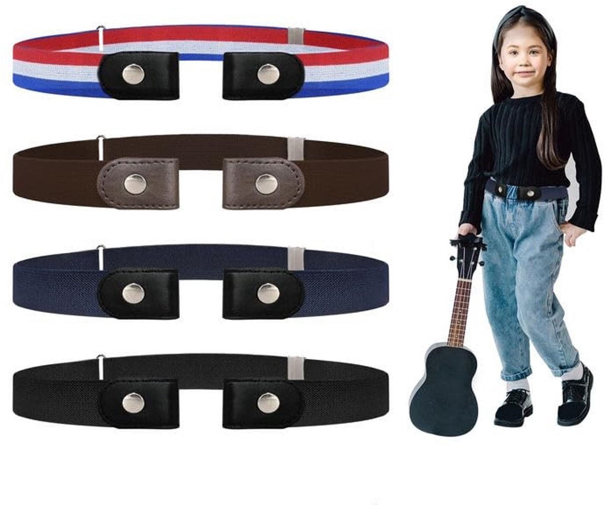 aladdien - Rekbare Riem Zonder Gesp - 4-delige verstelbare riem - Buckleless ontwerp - Geschikt voor jongens en meisjes - Verstelbare riem - Kleur e..