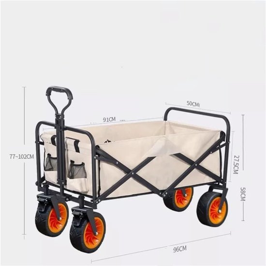Bolderkar Tuinwagen - Transportwagen Outdoor - Boodschappen Vervoeren - Inklapbaar Stevig Frame - 150 Kg Draaglast - Zwart van Bolderkar — afbeelding 2