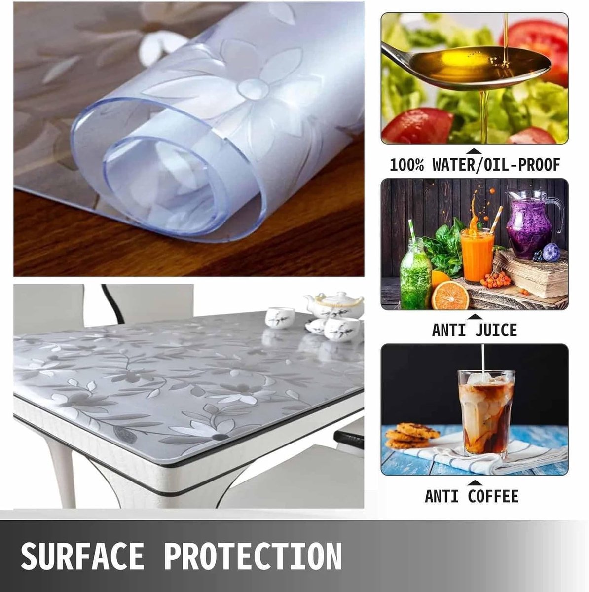 Tafelbeschermer PVC - Transparant Kleed - Tafel Beschermen - Hittebestendig 2mm - 45x180cm - Transparant