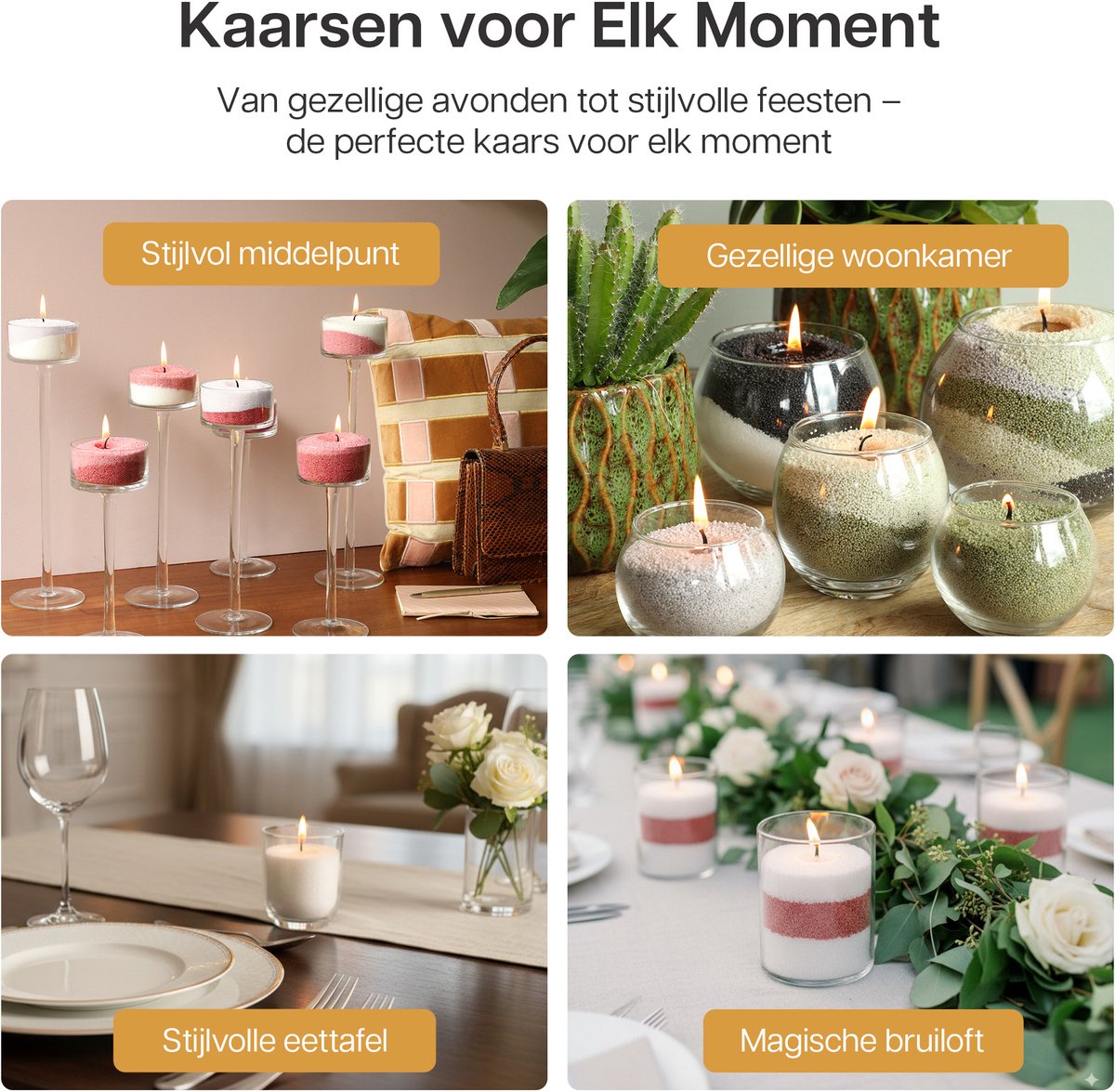 Comforder Kaarsenzand Set met 4 Lonten - 400g Black Musk Geur - Kaarsen maken voor Volwassenen - Kaarszand Was & Kaarsenwas - Burning Sand Wax - Geurkaars Zand - Candle Making DIY Kit - 50 Branduren — afbeelding 5
