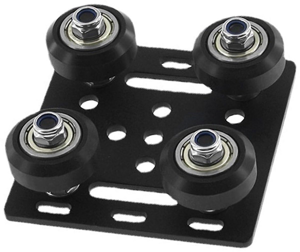 V-groefplaat - Wielset - 3D-printeronderdeel - Aluminium profiel - 2020 Extrusie - Zwart