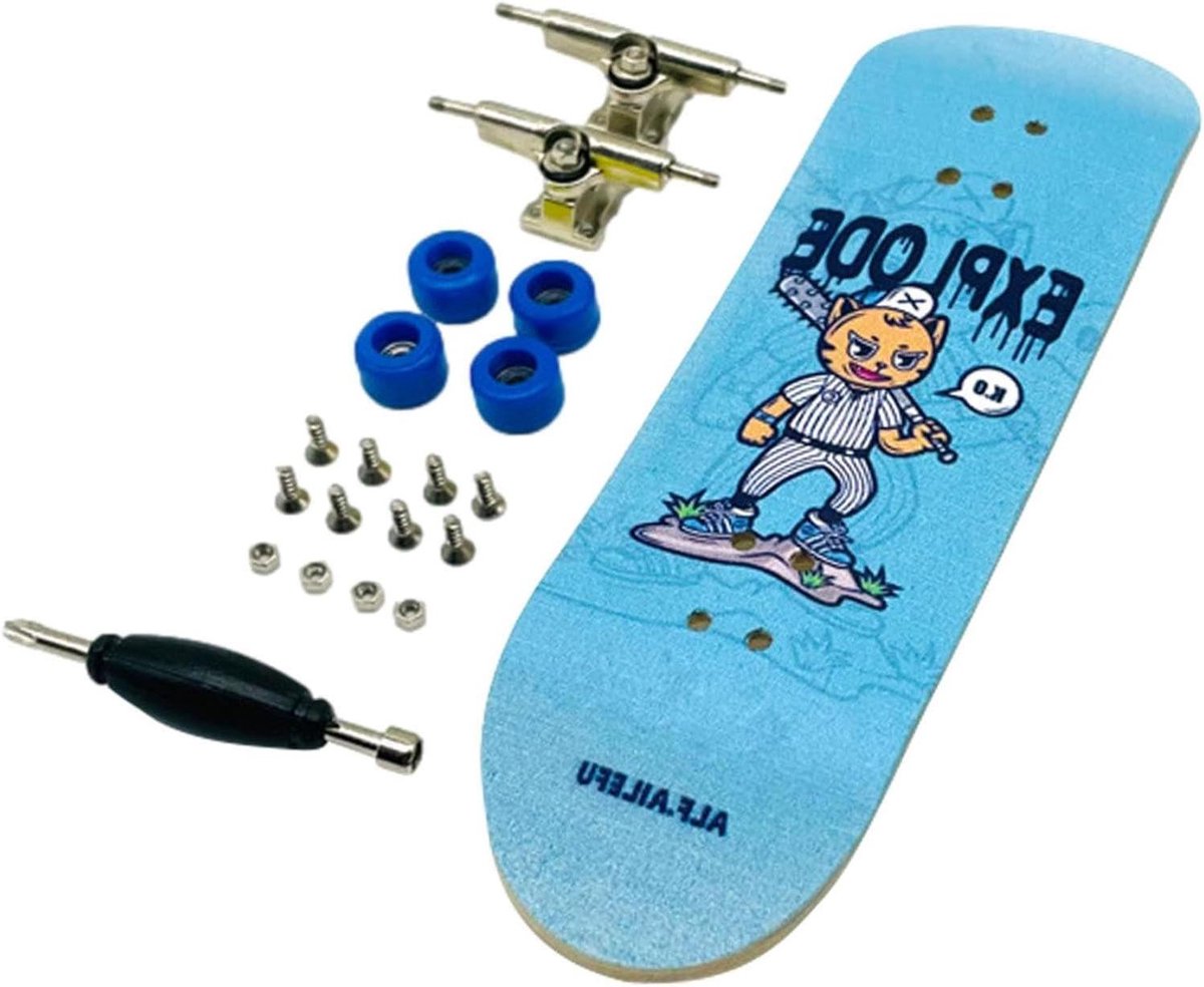 Mini skateboard Vingerboard speelgoed Vingervaardigheid oefenen Esdoornhout constructie 12 cm lang Natuurlijk