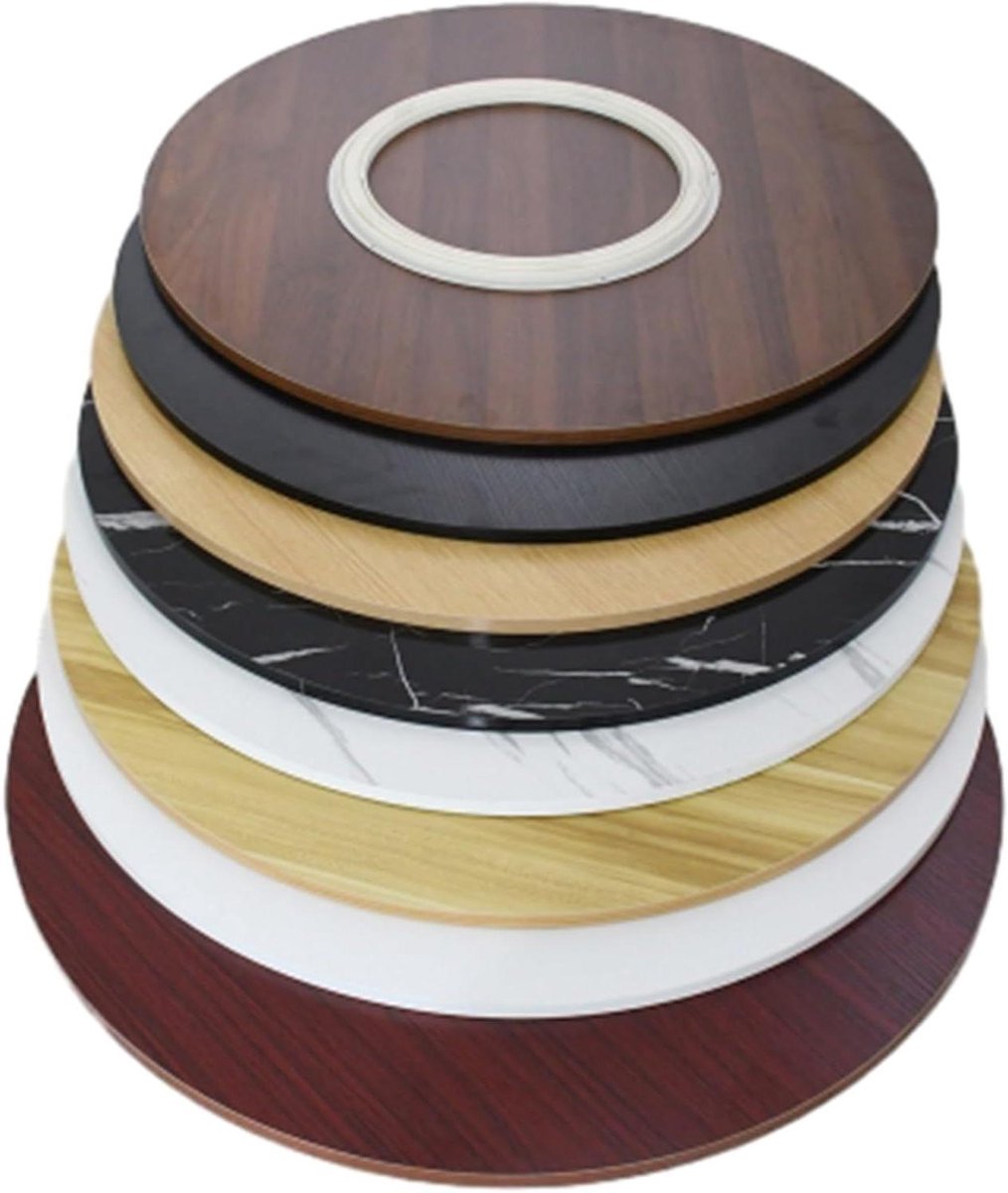 Draaiplateau Hout - Dienblad Rond - Eten Delen - Stille Rotatie - 70 cm Diameter - Zwart Marmer