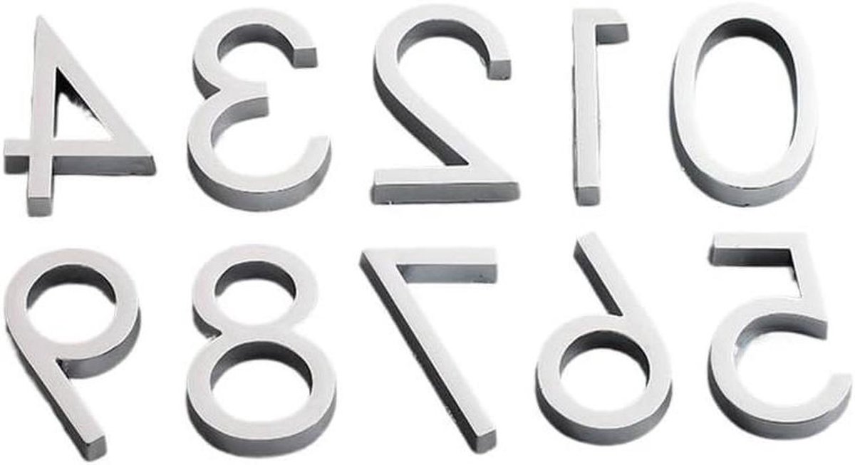 Huisnummer - Adreslabel - Huis Identificatie - 3D Cijfer Design - 6cm Hoog - Zilver