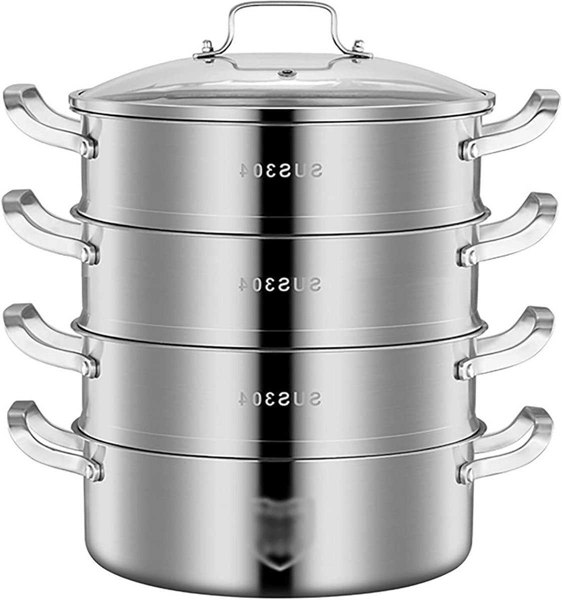 Stoompan RVS - Soeppan Hotpan - Gezond Koken - Extra Dikke Wand - 28 Cm - Zilver