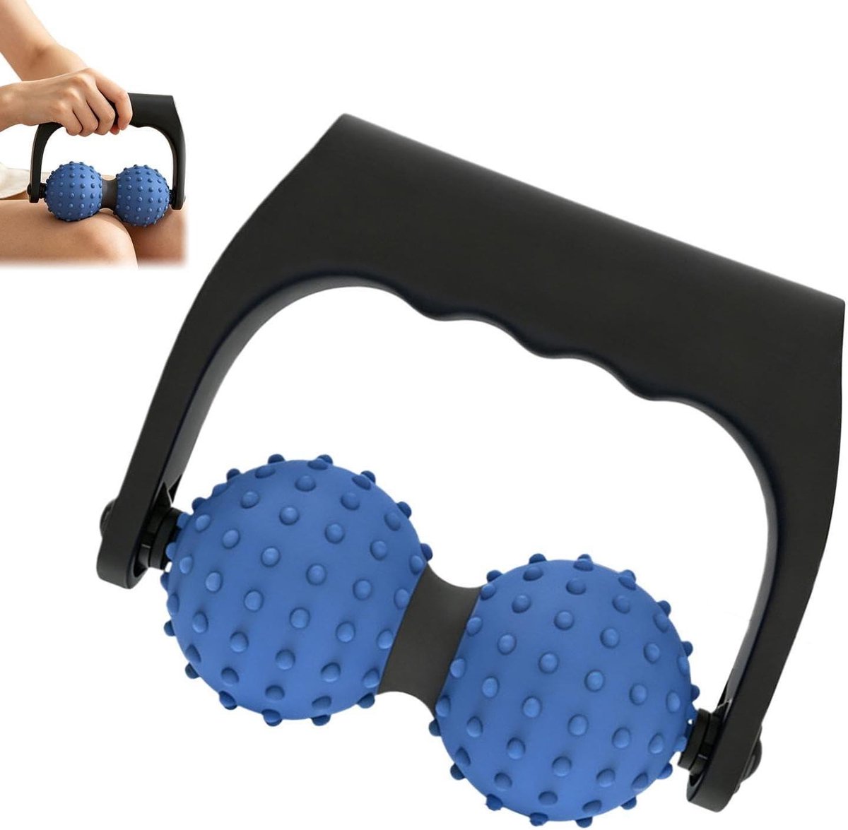 Dubbele massagebal - Spierroller - Spierherstel - Roestvrij staal - 103 cm - Zwart
