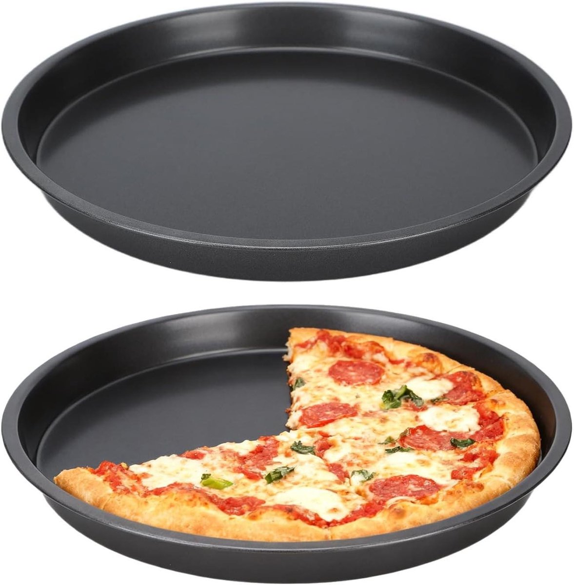 Pizzapan Set - Bakplaat - Thuis Bakken - Antiaanbaklaag - 2 stuks 6 inch - Zwart