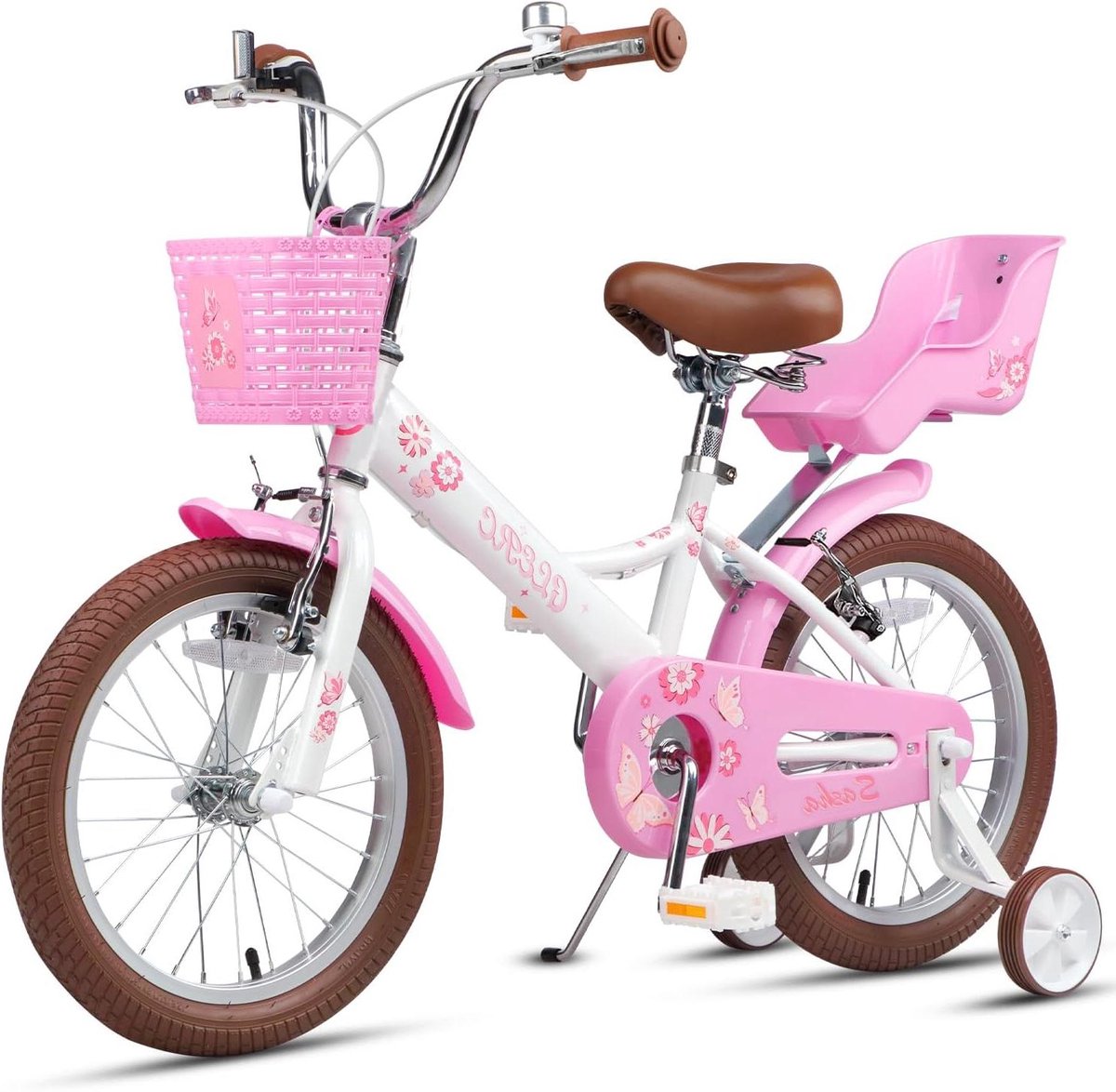 Kinderfiets Meisjes Loopfiets Buiten Spelen Inclusief Mand Poppenzitje 16 Inch Meerkleurig