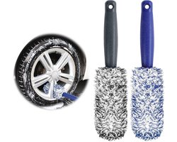 Velgenreiniger Borstels - Wielborstels - Auto Wassen - Zachte Microvezel - 2 Stuks - Blauw Zwart