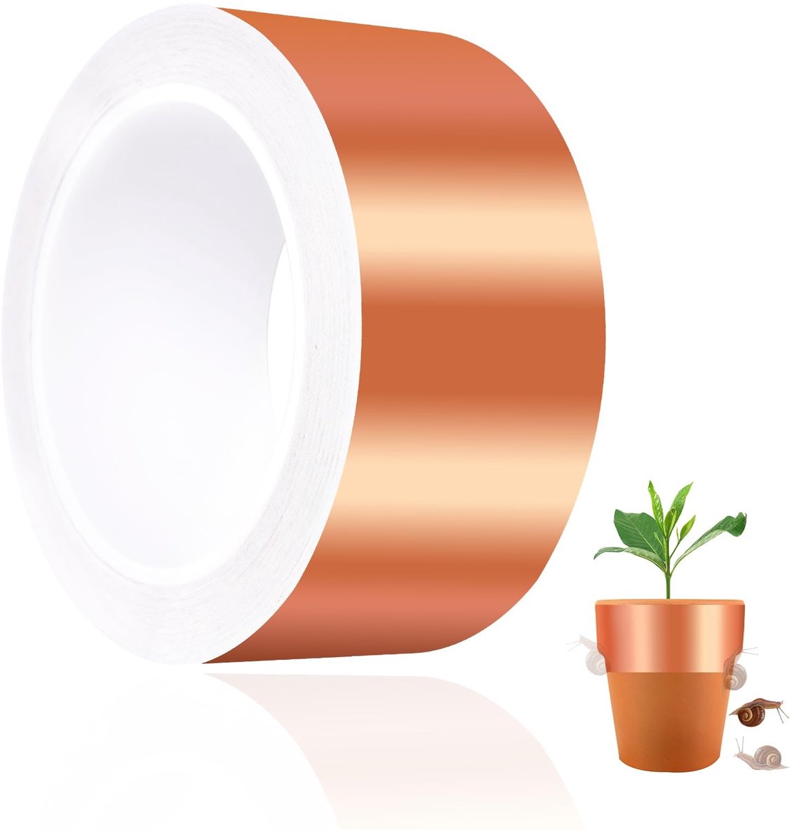 Dailygoods - Dailygoody - Koperband tegen slakken - Slakkenafweermiddel - Zelfklevend en duurzaam - 50 mm x 20 m - Slakkenbescherming - Geschikt voor tuinen - Kleu...