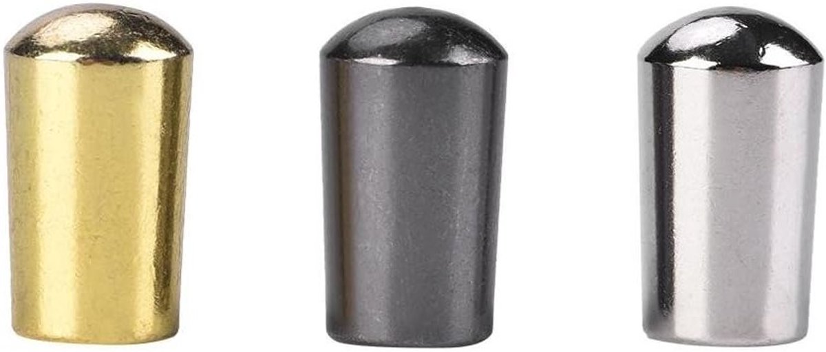 3 Stuks 3-Weg Gitaar Toggle Switch Knop Tip Cap Vervanging voor Elektrische Gitaar Accessoire in Zilver, Zwart en Goud - Perfect voor LP en EPI Gitaren