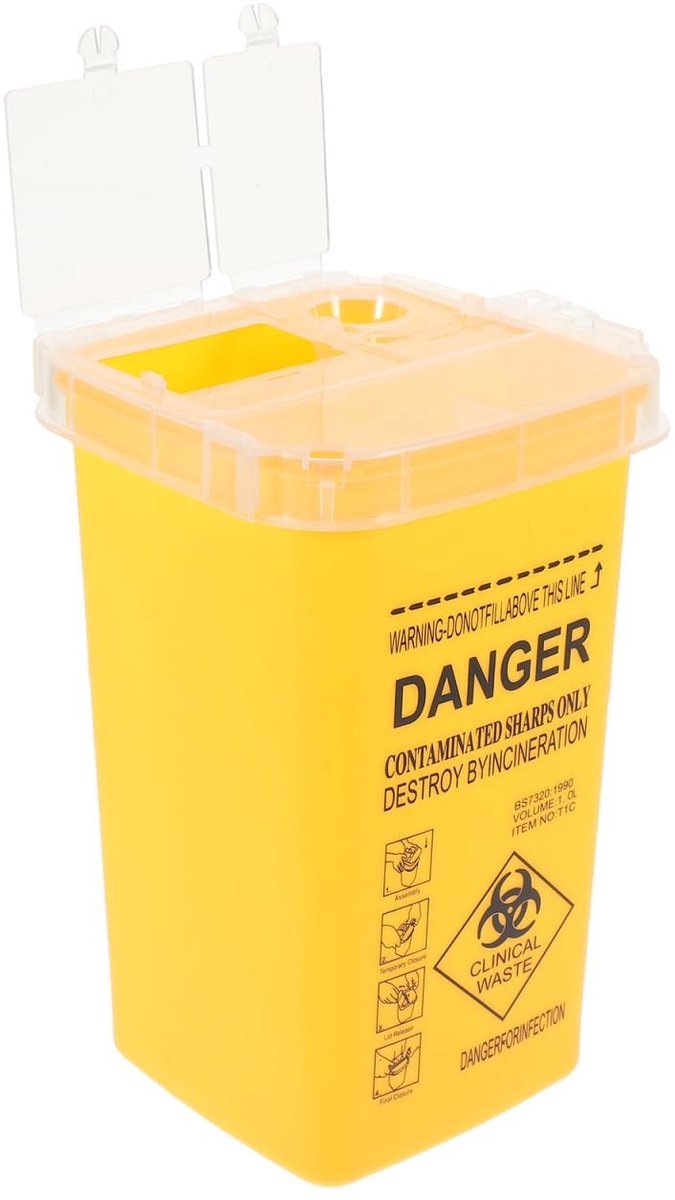Dailygoods - Dailygoody - Afvalcontainer voor Scherpe Voorwerpen - Veilig en Duurzaam - Ideaal voor Tattoo en Huishouden - Gele Kleur - Afvalbeheer - Veiligheidsop