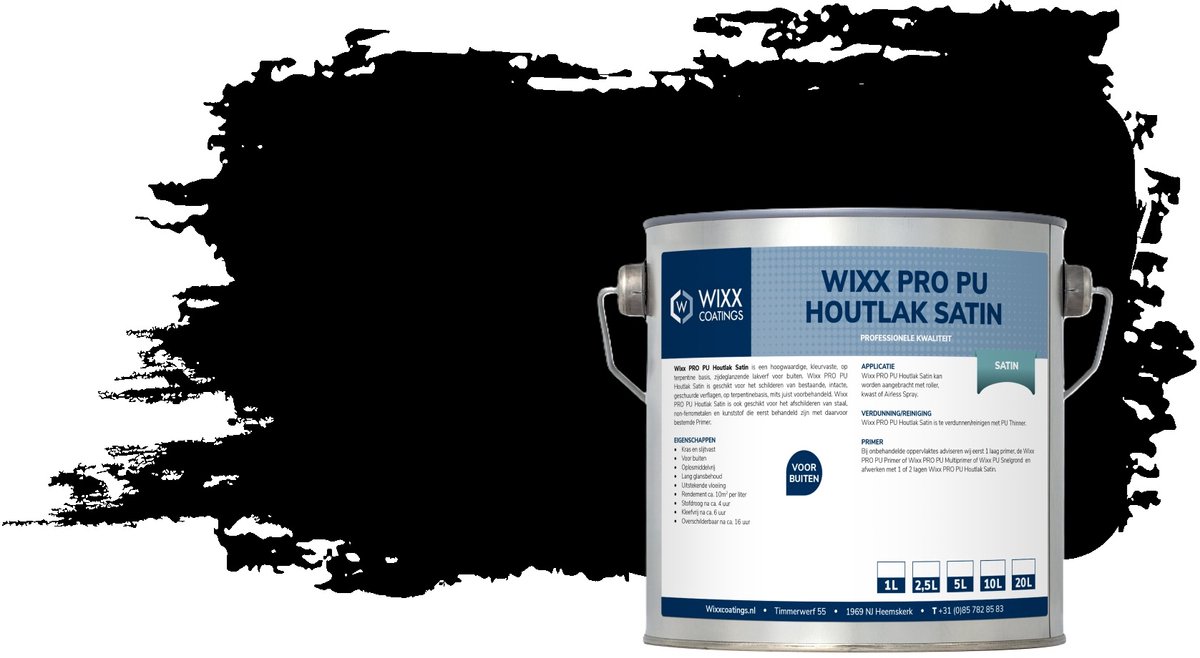 Wixx PRO PU Houtlak Satin - 10L - RAL 9005 | Gitzwart