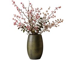 Mica Decorations hoge Plantenpot - keramiek - donkergroen glans / ribbels - D30 x H50 cm - bloempot Porto