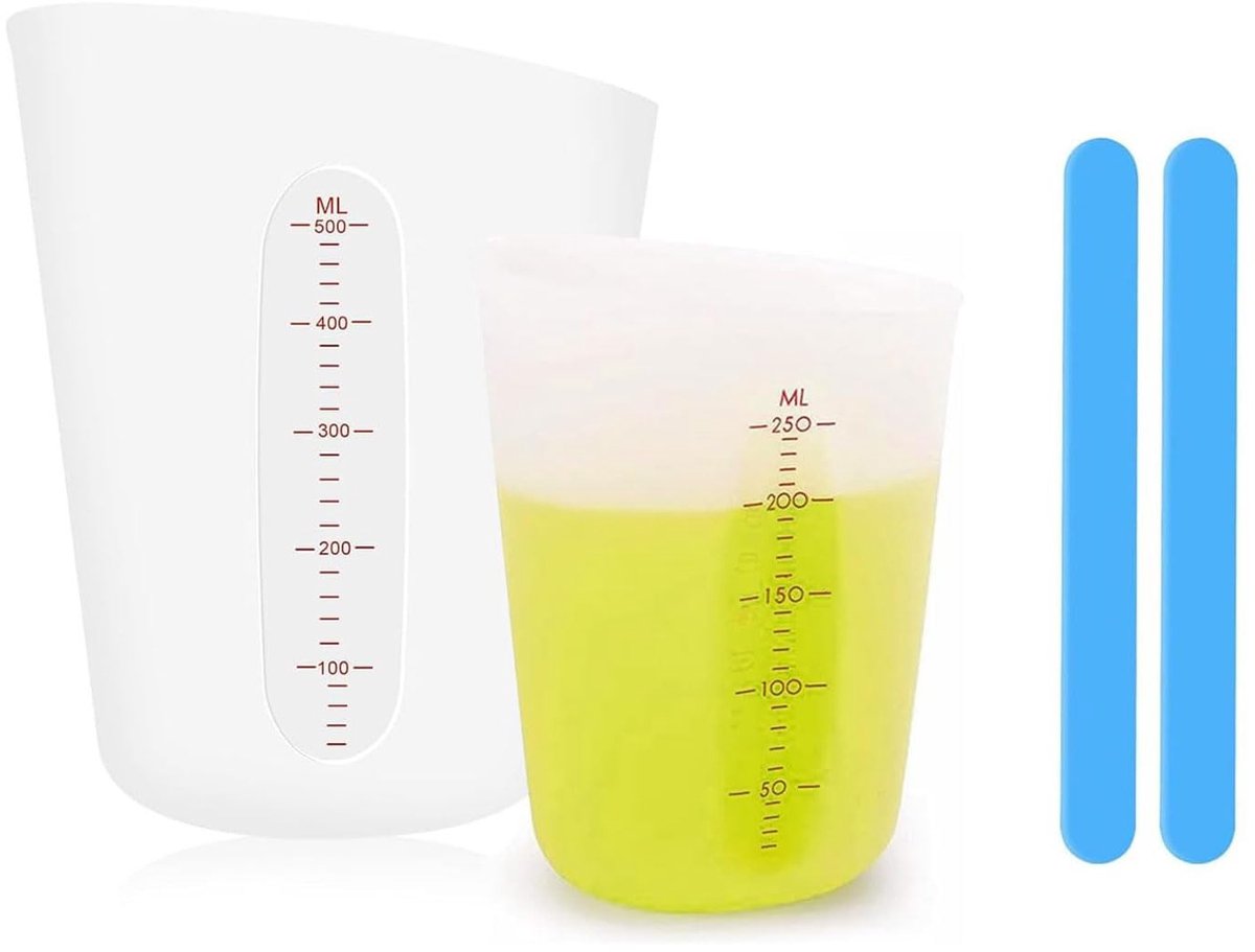 Dailygoods - Siliconen Maatbeker Set met Roerstaafjes