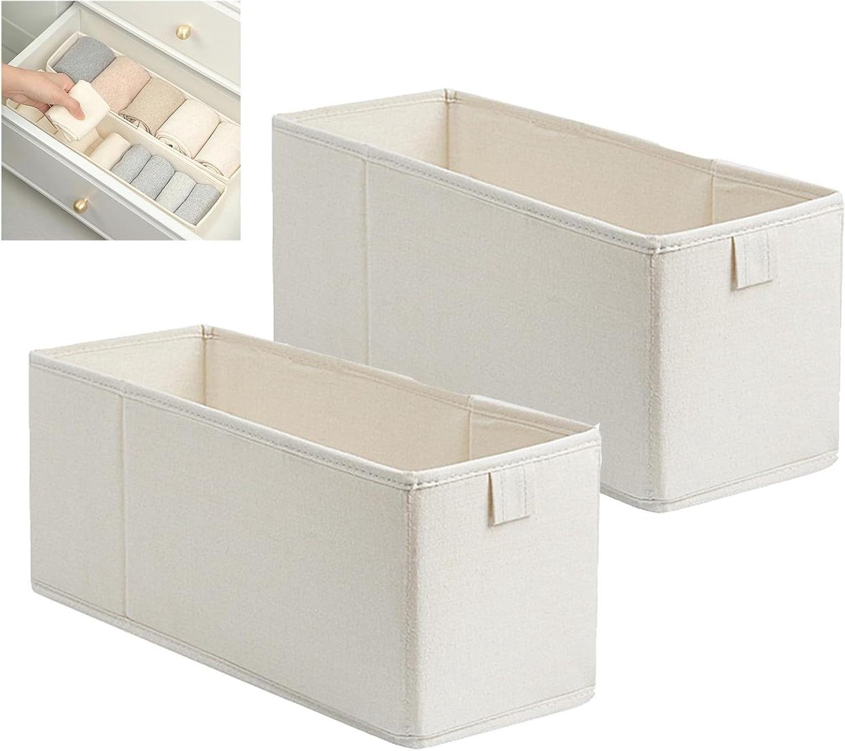 Opbergdozen - Lade organizer - Kleding sorteren - Opvouwbaar ontwerp - 40 cm lang - Wit