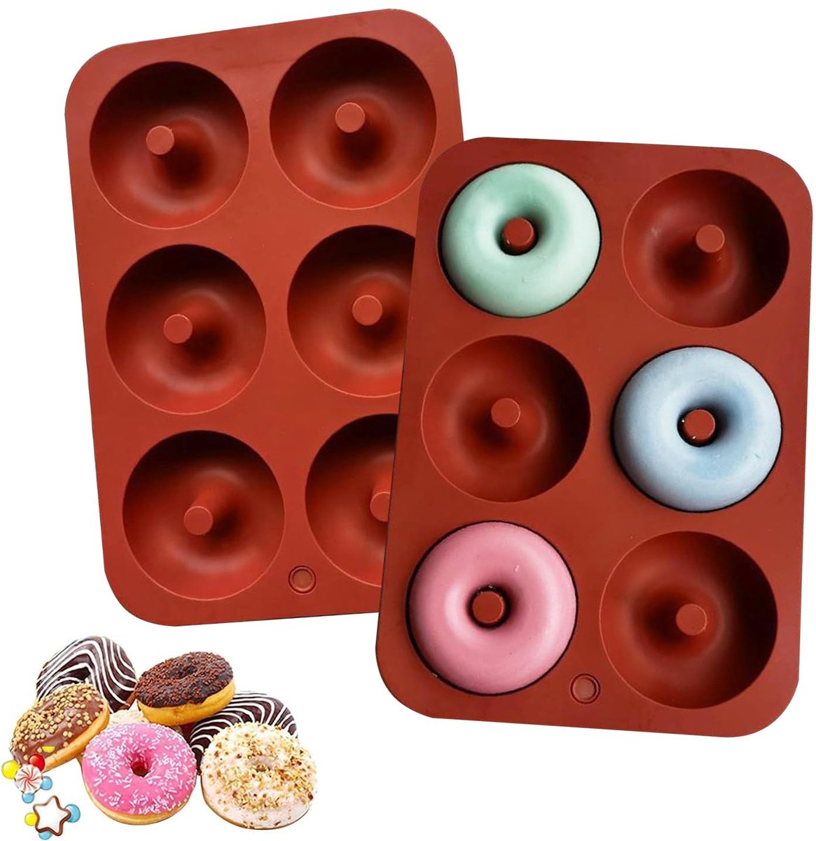 Dailygoods - 2-Pack Siliconen Donutpannen met Antiaanbaklaag