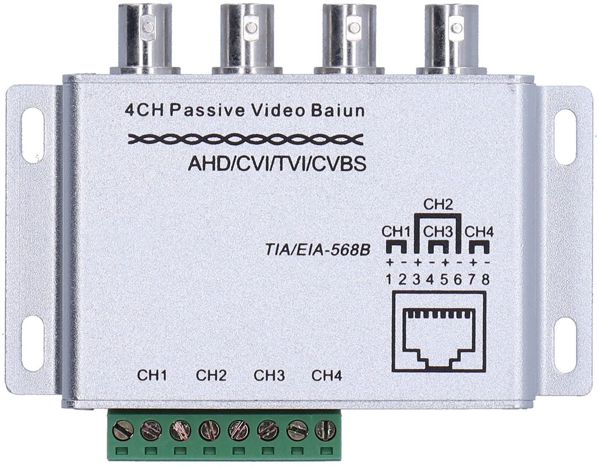 Dailygoods - 4-Kanaals Passieve Balun voor Videobewaking