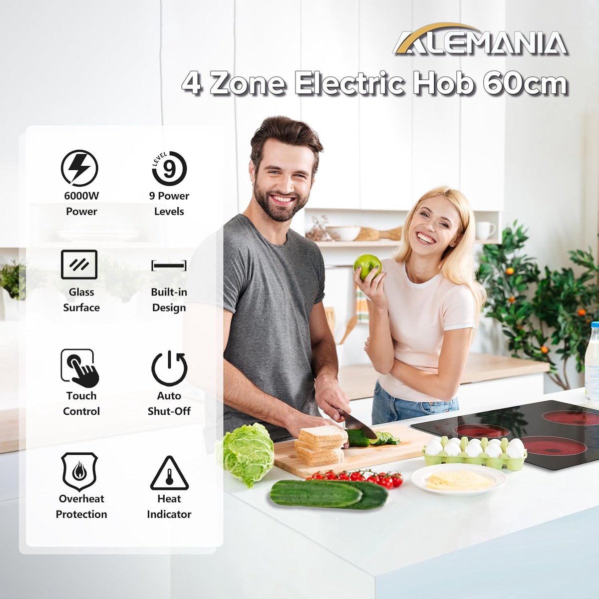 Keramische Kookplaat - Inbouw Kookplaat - Thuis Koken - Touch Bediening - 60 cm - Zwart