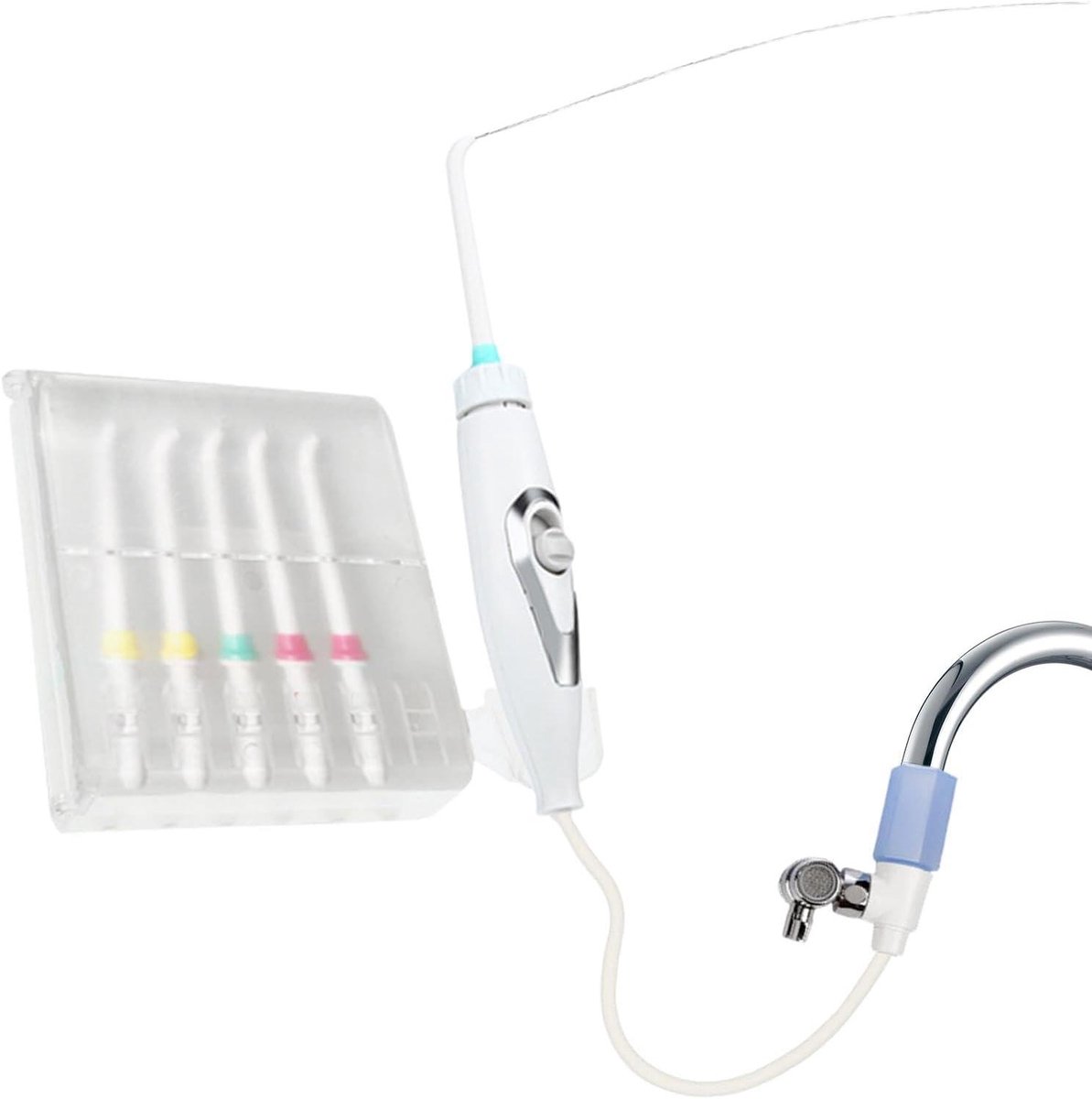 Monddouche - Waterflosser - Tandreiniging - Niet-elektrisch - 6 sproeiers - Wit