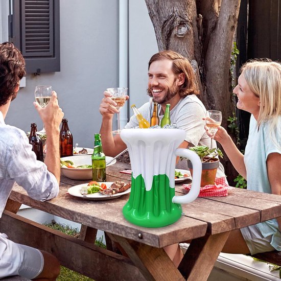 Opblaasbare koeltas - IJsemmer Drankkoeler - Feestjes Buiten - Hawaï-thema ontwerp - Grote capaciteit - Groen — afbeelding 2