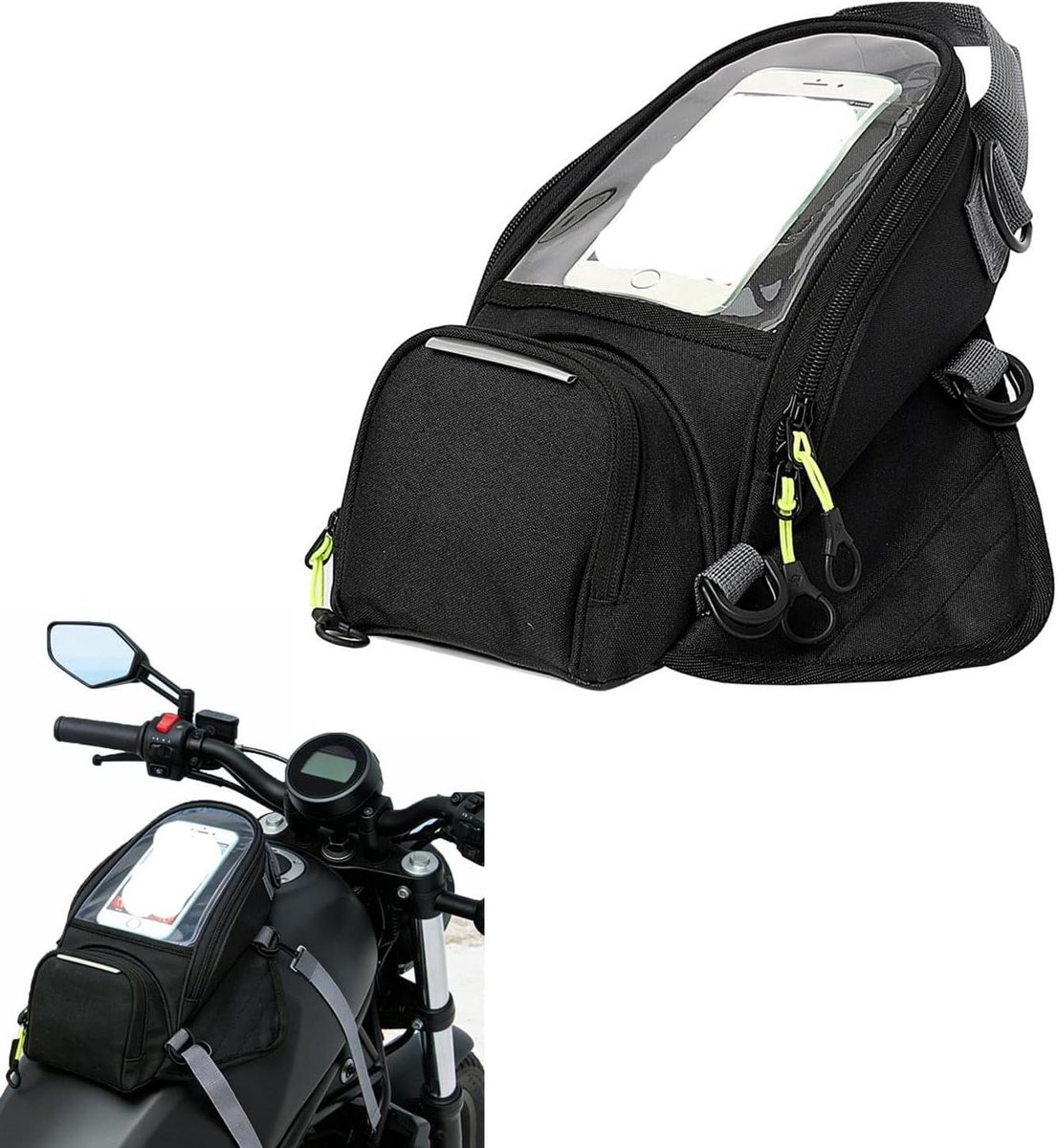 Motorfiets Tanktas - Opbergzak Motor - Motor Rijden - Touchscreen Navigatie - Normaal - Zwart