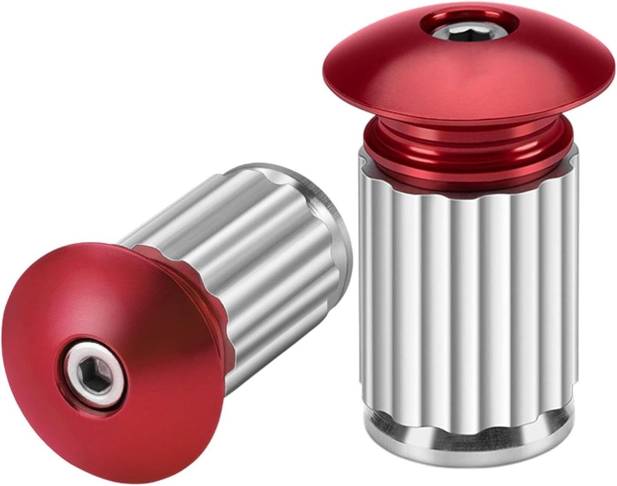 Stuureindkappen Fiets - Handgreep Doppen - Verbeteren Rijervaring - Robuuste Aluminiumlegering - 1 Paar - Rood