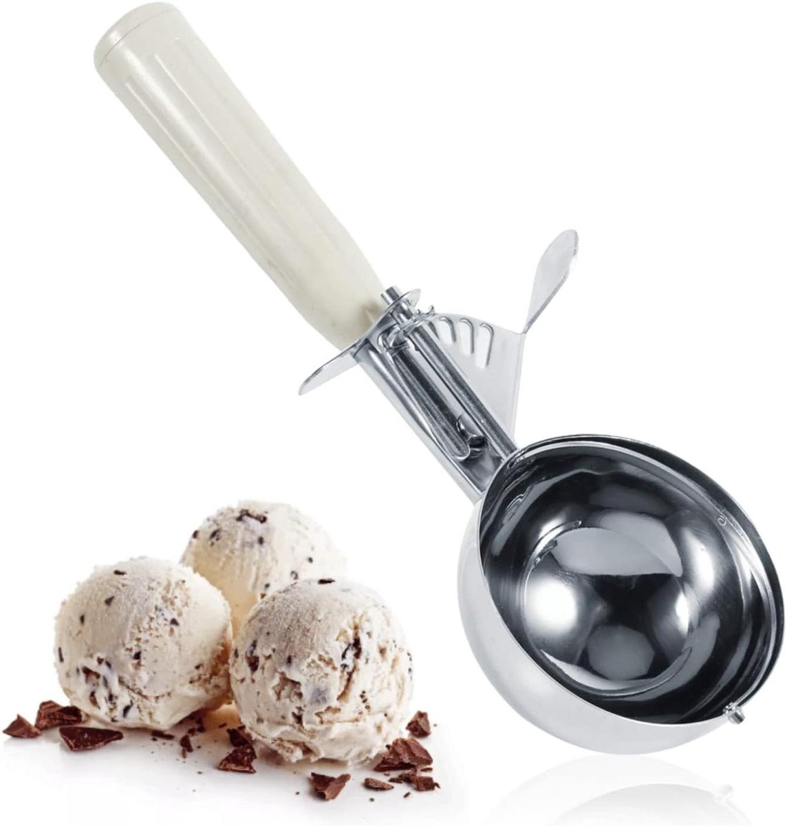 IJsschep - Fruitlepel - Desserts Maken - Met Ontgrendelhendel - 6.8CM - Grijswit