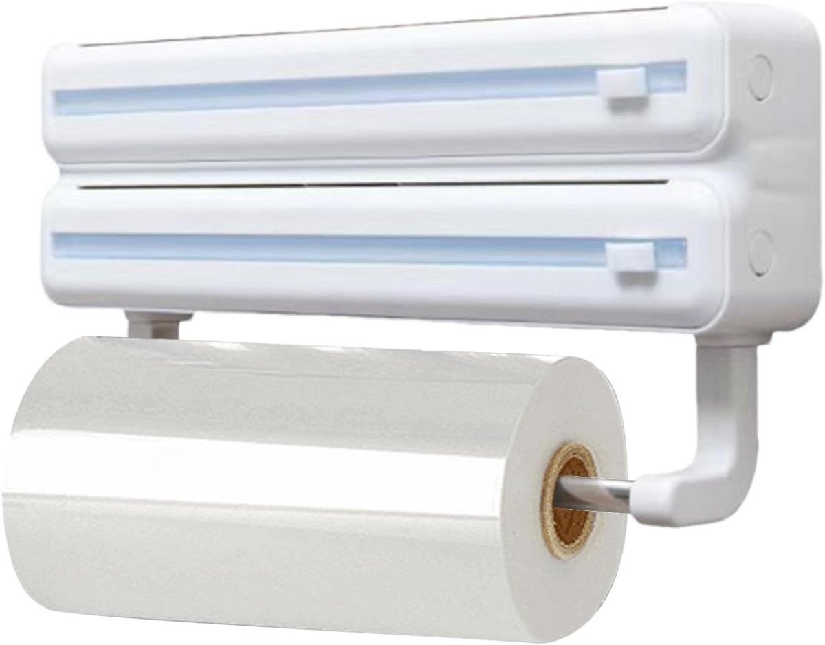 Foliedispenser - Keuken Organizer - Keuken Opruimen - Wandmontage Ontwerp - 358 cm Lengte - Wit