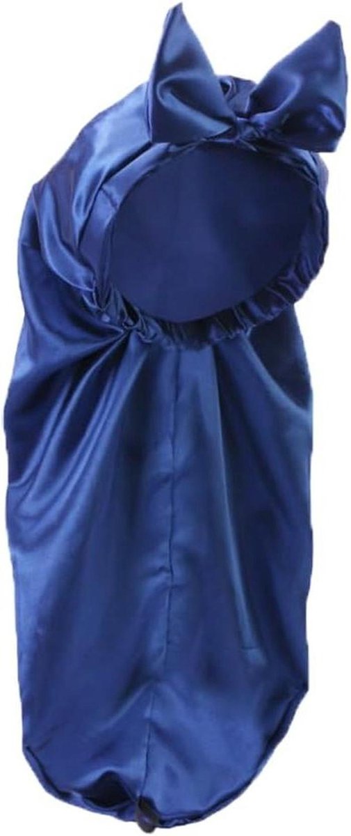 Lange Slaapmuts - Haarkap Bonnet - Haar Beschermen - Zacht Satijn - 68 cm Lang - Blauw