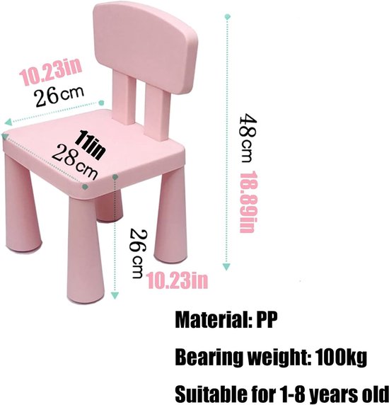 Kindertafel Stoel - Activiteitenmeubel - Spelen en Leren - Verstelbare Hoogte - 100 Kg Draagkracht - Transparant — afbeelding 3
