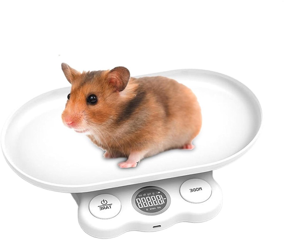 Digitale Dierenweegschaal - Weegschaal Huisdieren Knaagdieren - Gezondheid Monitoren - Antislip Glasoppervlak - 15 kg - Wit