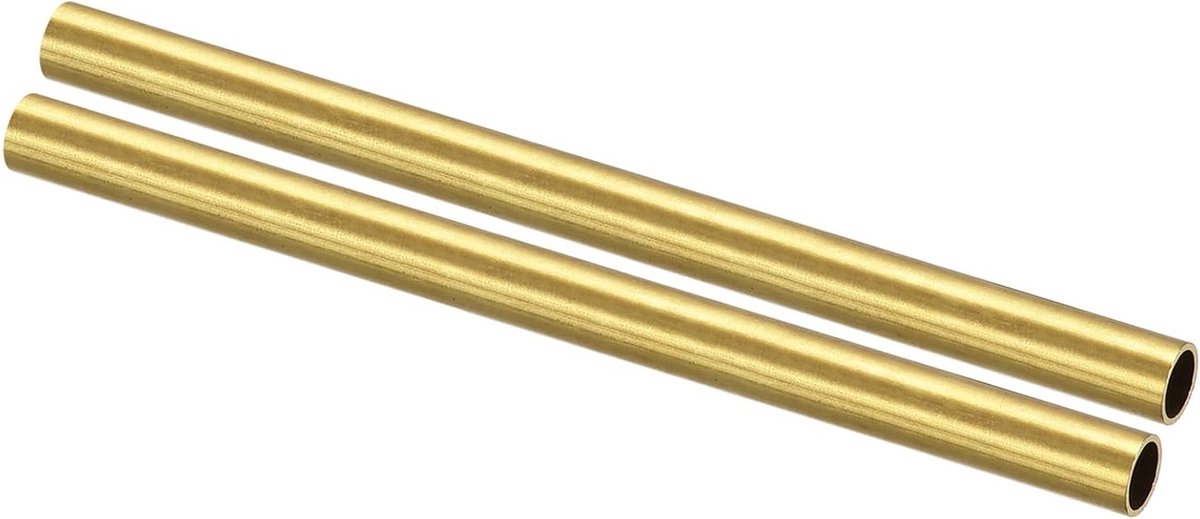 Messing Buizen 6.5mm OD x 0.5mm Wanddikte x 100mm Lengte - Set van 2 Stuks voor Meubels, Machines en Doe-Het-Zelf Projecten