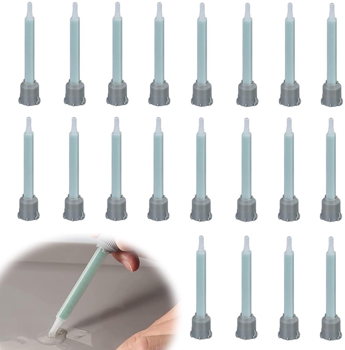 20 Stuks Mengmondstukken voor Statische Mixers - 1:1 Mengverhouding, Perfect voor Lijm en Vloeistoffen, Ideaal voor Pijpmengsel en Herstructurering