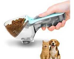 Voerschep voor katten en honden (1/2 cup) – Verstelbare maatbeker voor huisdiervoer met schaalverdeling – Voerschep voor honden, katten, konijnen en vogels – Eenvoudig te reinigen en ook geschikt voor rijst, bloem en sojabonen