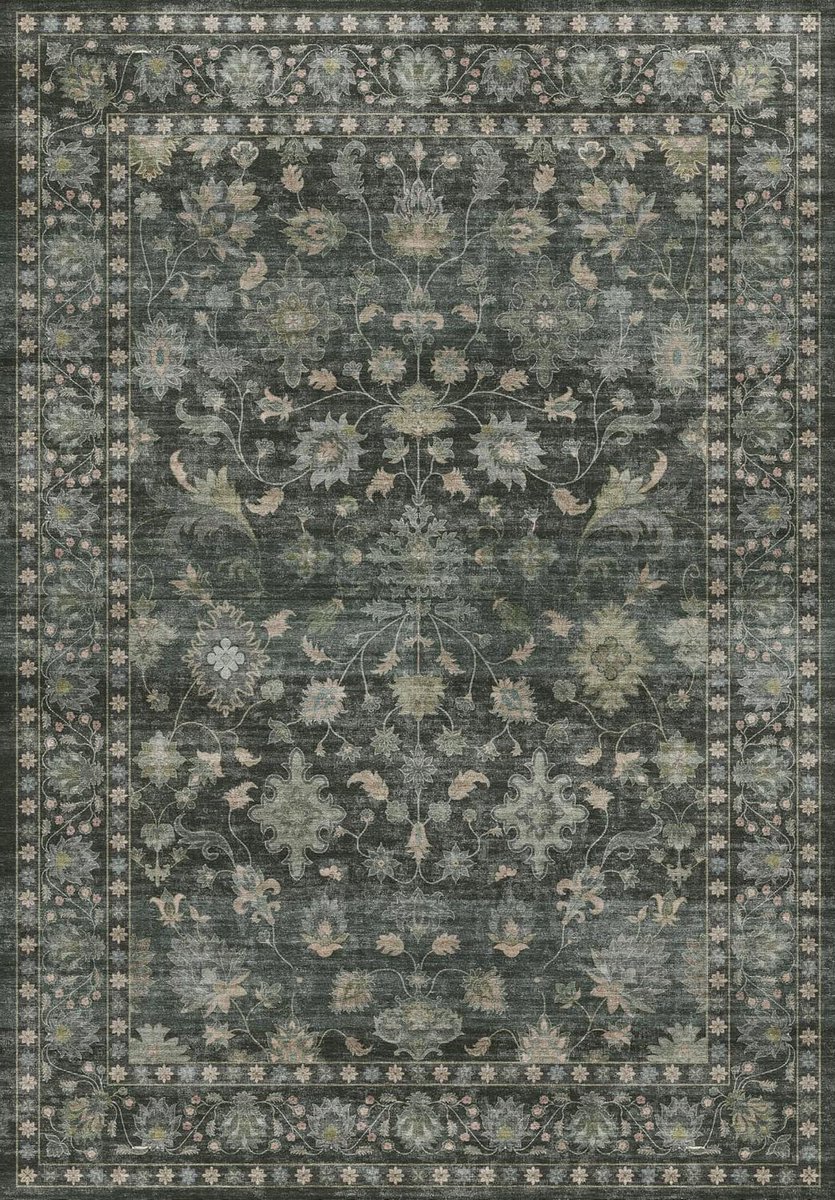 PureCozy Vintage Rug 60 x 180 cm Short Pile Washable Non-Slip Soft Floral Rug for Kitchen,