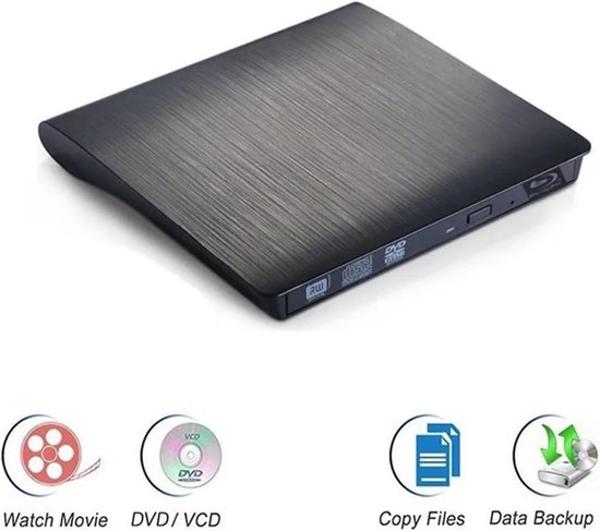 Externe DVD Brander - USB CD Station - Bestanden Archiveren - Verborgen USB Kabel - USB 3.0 - Zwart — afbeelding 3