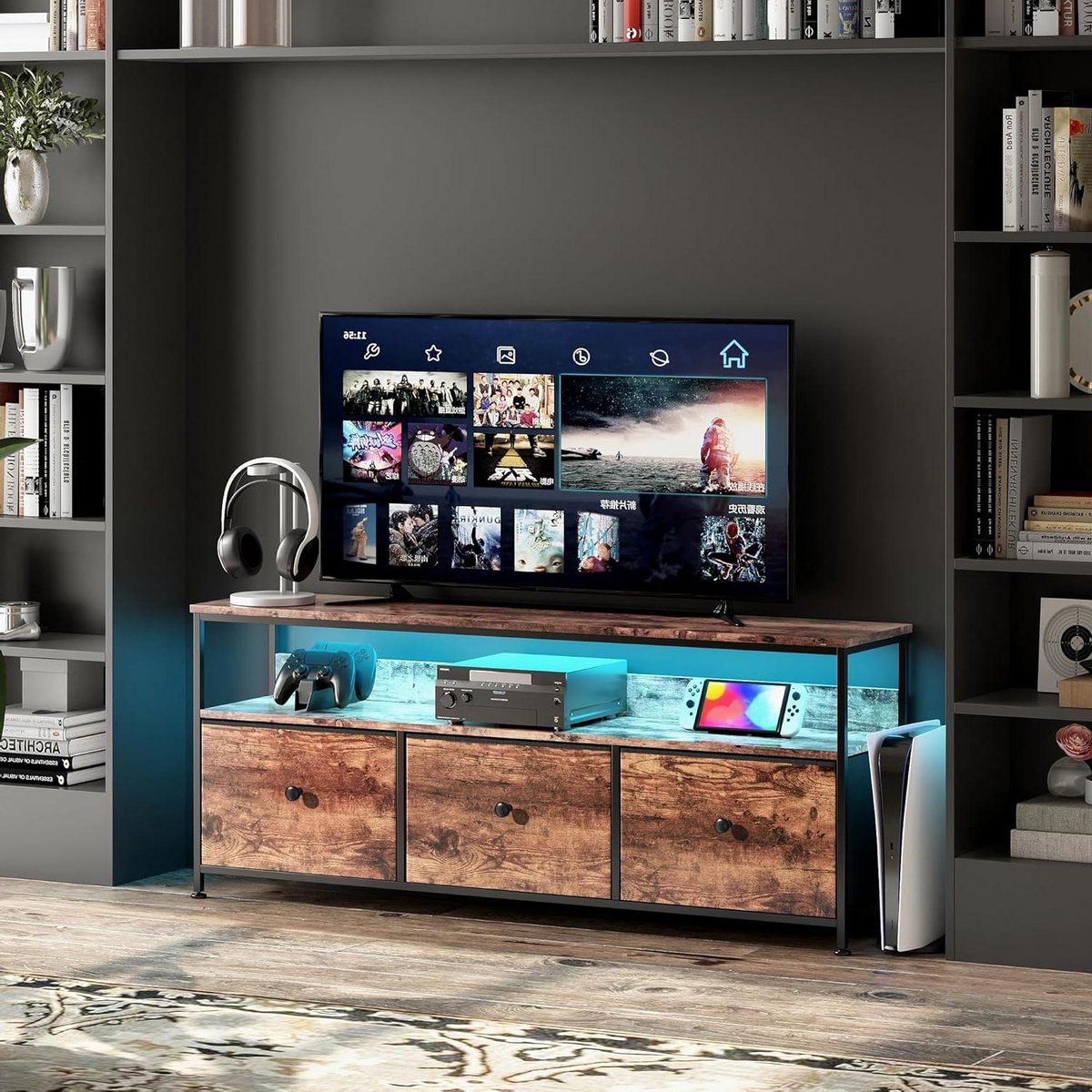 Tv-kast - Lage kast - Woonkamer inrichten - Verstelbare poten - 137 cm - Bruin