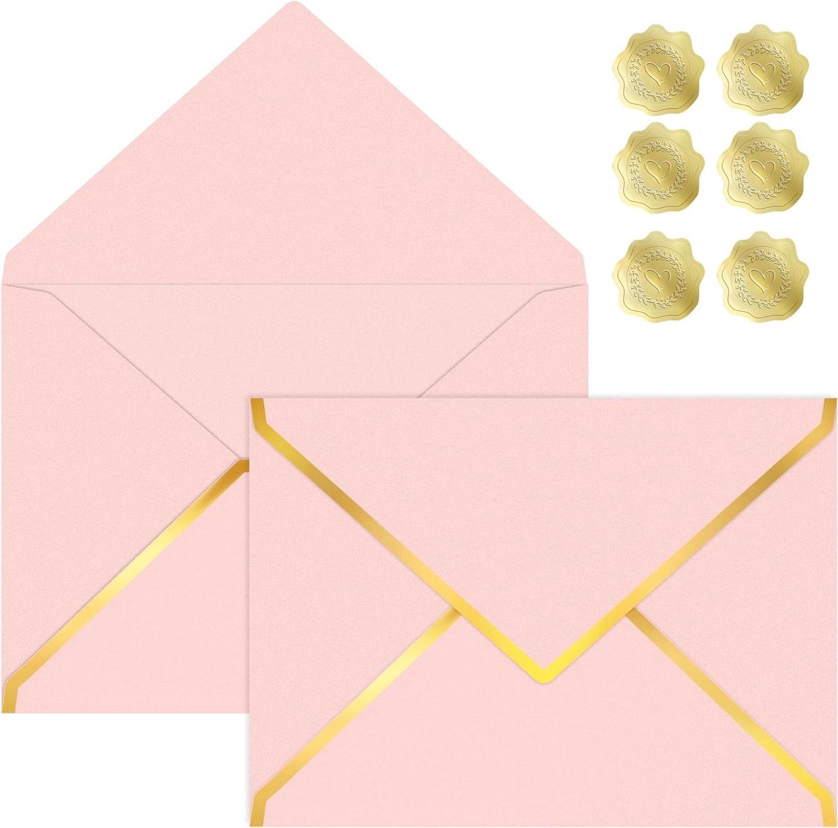 A7 Enveloppen - Goudfolie Rand - Feestelijke Post - Extra Dik Papier - 30 Stuks - Roze