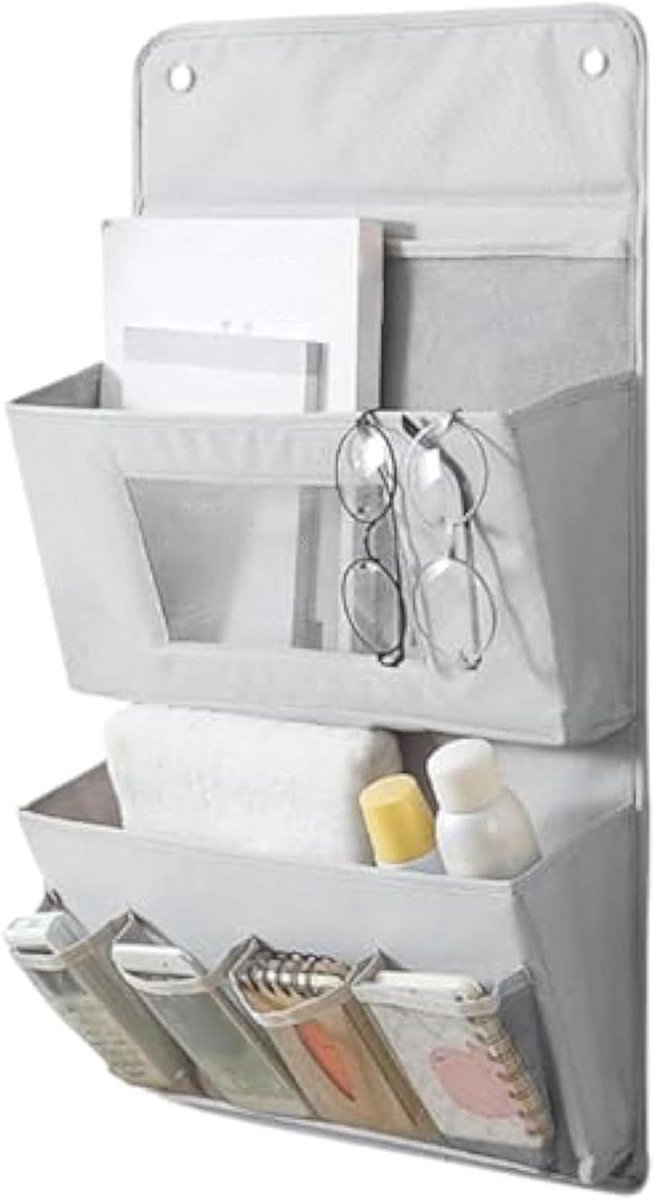 Wandorganizer Hangtas - Opbergvak - Ruimte Besparen - Zonder Boren - 40 x 63 cm - Grijs