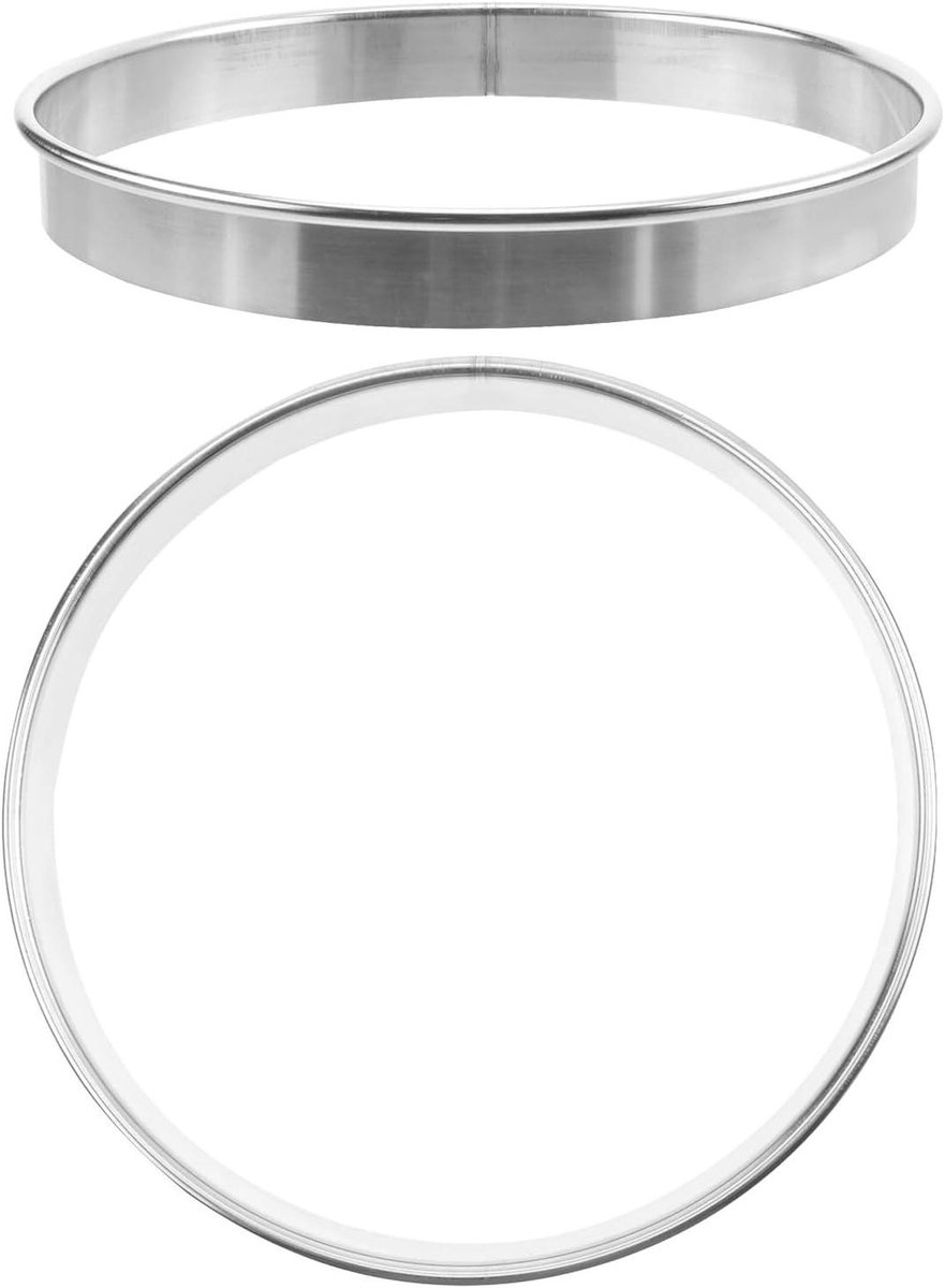 Pizza Serveerringen Bakringen RVS Gelijkmatig Bakken Set van 2 stuks 23 cm diameter Zilver